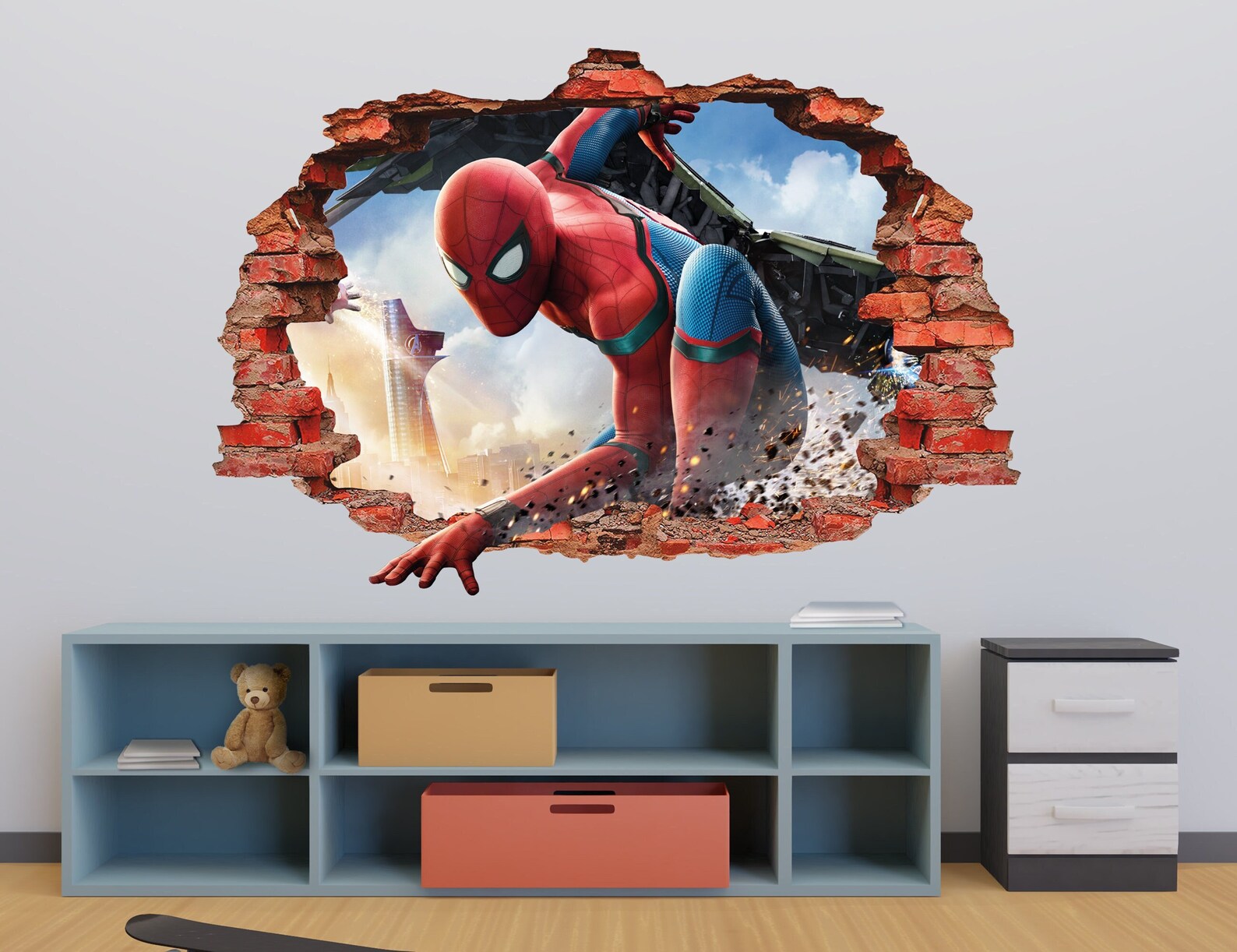 Spiderman Wall Decal Spider Man Wall Sticker 3D Smashed Etsy