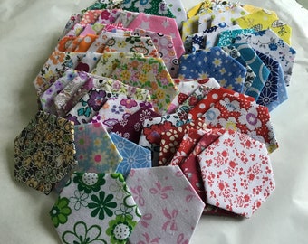 Handmade Pre tacked Patchwork hexagons