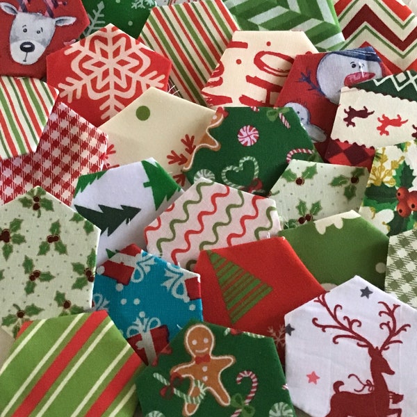 Ready made patchwork Christmas hexagons