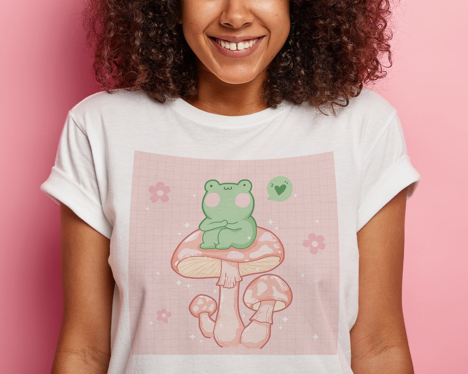 Kawaii Frog and Mushroom Tee Cute Frog and Mushroom Shirt Etsy