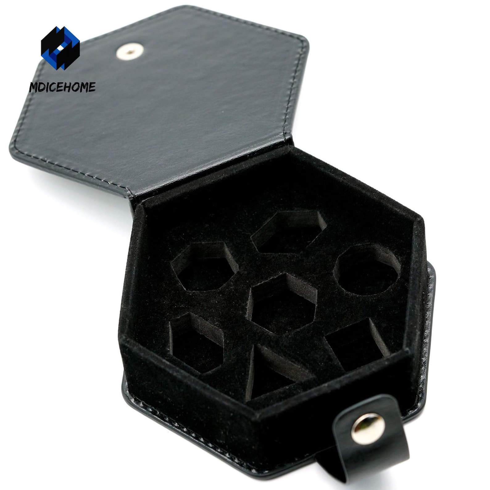 Leather Dice Case With Random 7PCS DND Dice Black Hexagonal Etsy