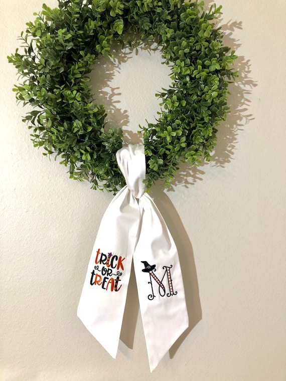 Halloween sash with single letter monogram and Trick or Treat design