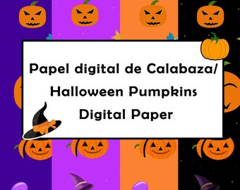 Papier numérique d'Halloween, motif d'Halloween, papiers d'Halloween, citrouille d'Halloween, paquet de papier numérique d'Halloween, papier d'album