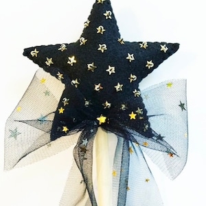 Magical Wand, Star Wand, Sparkling Fairy Witch Wand, Felt Wand, Black and Gold Wand, Halloween Wand, Wand for Witch Costume