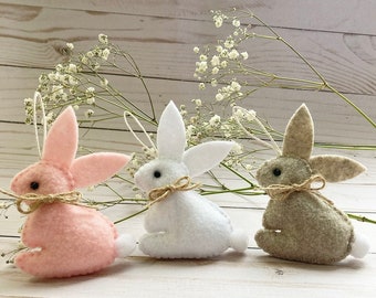 Felt Bunny Ornaments, Easter Ornaments, Easter Decor