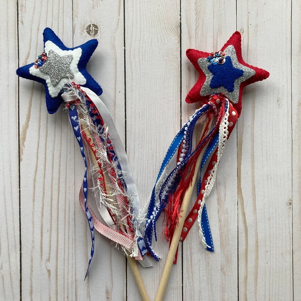 Patriotic Wand, 4th of July Wand, Parade Wand, Sparkle Wand, Play Wand