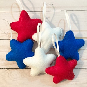 4th of July Felt Ornaments, Star Ornaments, Americana Ornaments, Memorial Day Ornaments, 4th of July Decor