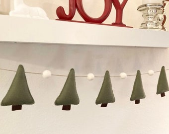 Felt Christmas Tree Garland, Christmas Garland, Garland for Mantel, Holiday Garland, Felt Garland, Farmhouse Garland