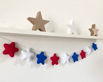 4th of July Garland, Felt Star Garland, 4th of July Decor, 4th of July Banner