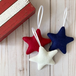 4th of July Ornaments, Felt Star Ornaments, Patriotic Ornaments