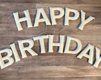 Happy Birthday Banner, Felt Birthday Banner, Party Decor, Handmade Felt Birthday Garland
