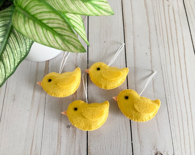 Set of 4 Felt Chick Ornaments Spring Ornaments Easter Etsy