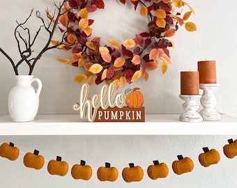 Felt Pumpkin Garland, Fall Home Decor, Thanksgiving Garland