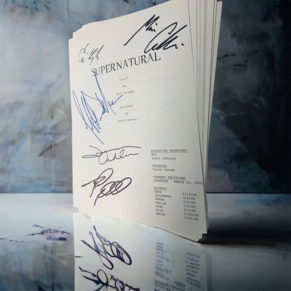 Supernatural Signiertes Script - Pilot - Misha Collins, Jensen Ackles, Jared Padalecki, Eric Kripke, Jeffrey Dean Morgan