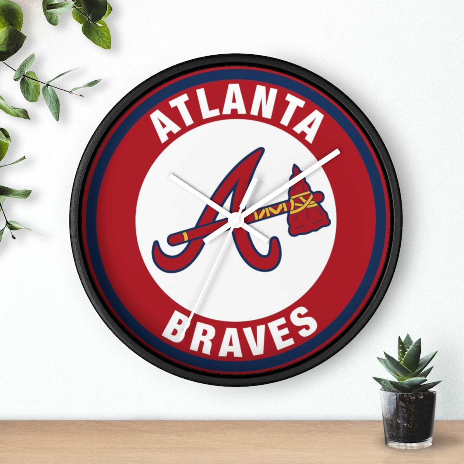 Atlanta Braves Baseball team themed wall clock for him for Etsy