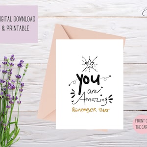 ¡ERES FABULOSO! Tarjeta de aliento, tarjeta imprimible, descarga instantánea, interior en blanco, alta resolución 5 x 7 pulgadas