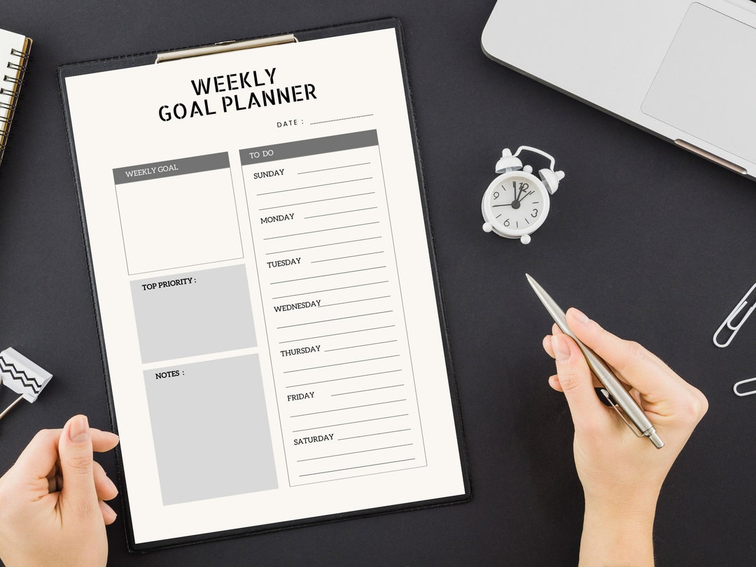 Minimalist Weekly Goal Planner Printable Productivity Planner Weekly to ...
