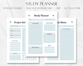Study Planner Printable School Schedule Planner Academic Planner Productivity Project Organizer Pdf Study Exam Prep Kit Project schedule