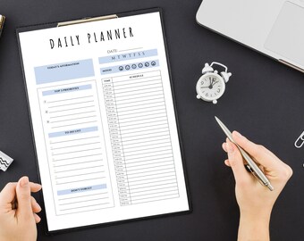 Undated Daily Planner, Daily Printable Planner Inserts, Work Day Schedule, Planner Inserts, A4, Letter, PDF Instant Download, To Do List