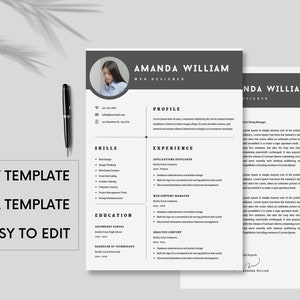 Resume Template for Canva with Cover Letter Professional CV Template, Canva Modern Resume template Canva, Professional Modern Resume
