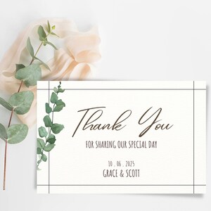 Bewerkbare dank u kaartsjabloon, dank u kaart afdrukbaar, dank u kaart, bloemen dank u, bewerken met Canva GRATIS dank u kaart bruiloft
