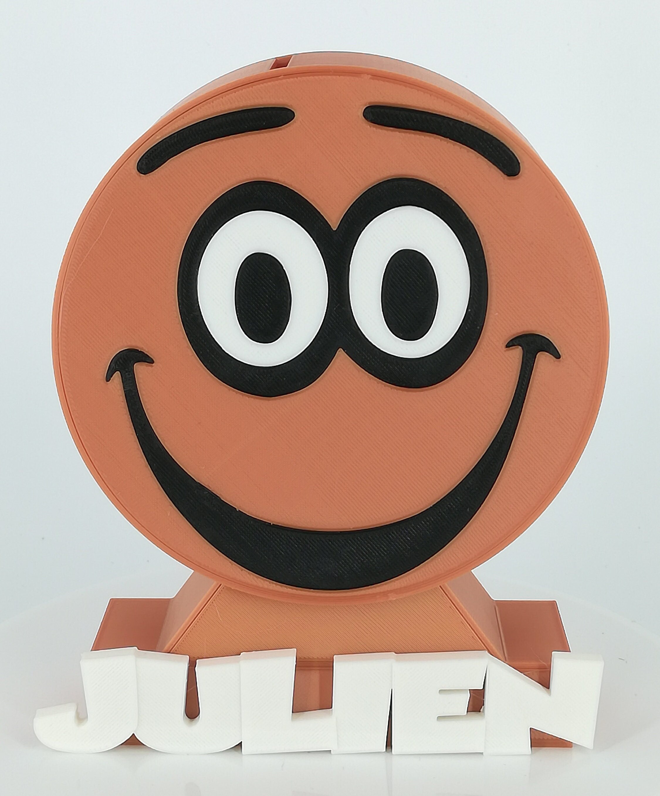 Tirelire Enfant Couleur Marron Clair ' Série Julien Personnalisée à Son Prénom Baptême Cadeau Annive