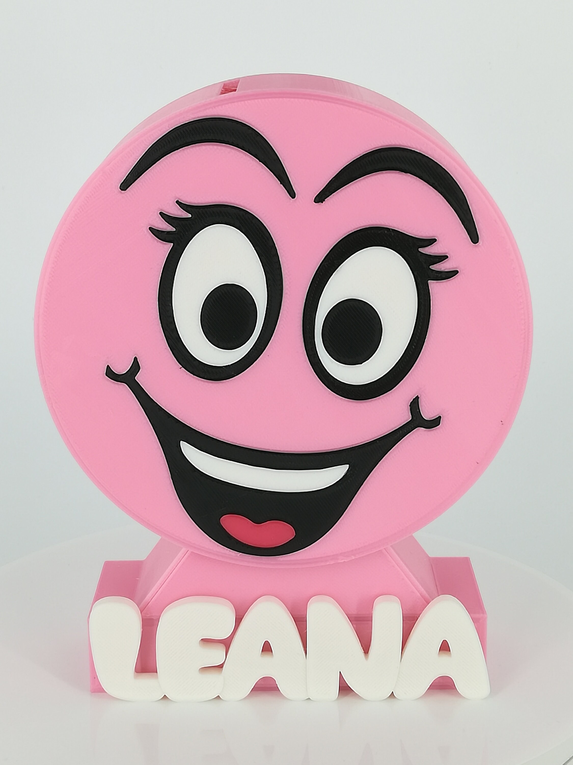 Tirelire Enfant Couleur Rose ' Série Léana Personnalisée à Son Prénom Baptême Cadeau Anniversaire Ti