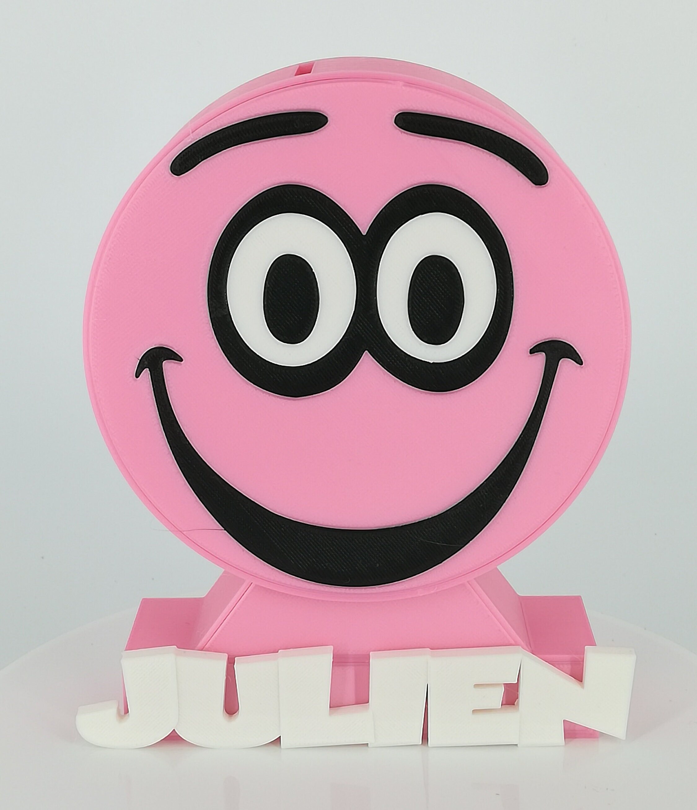 Tirelire Enfant Couleur Rose ' Série Julien Personnalisée à Son Prénom Baptême Cadeau Anniversaire T