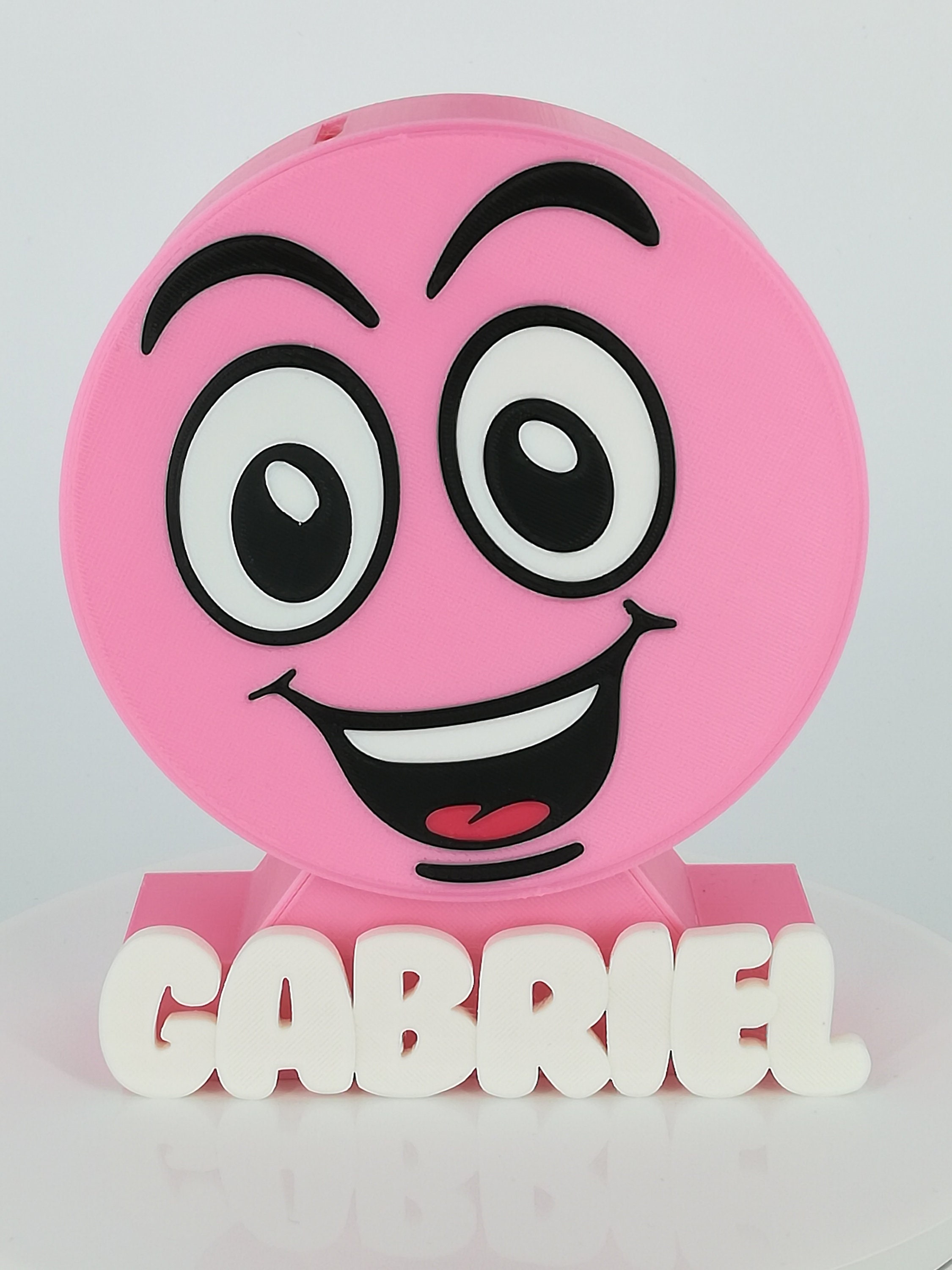 Tirelire Enfant Couleur Rose ' Série Gabriel Personnalisée à Son Prénom Baptême Cadeau Anniversaire 