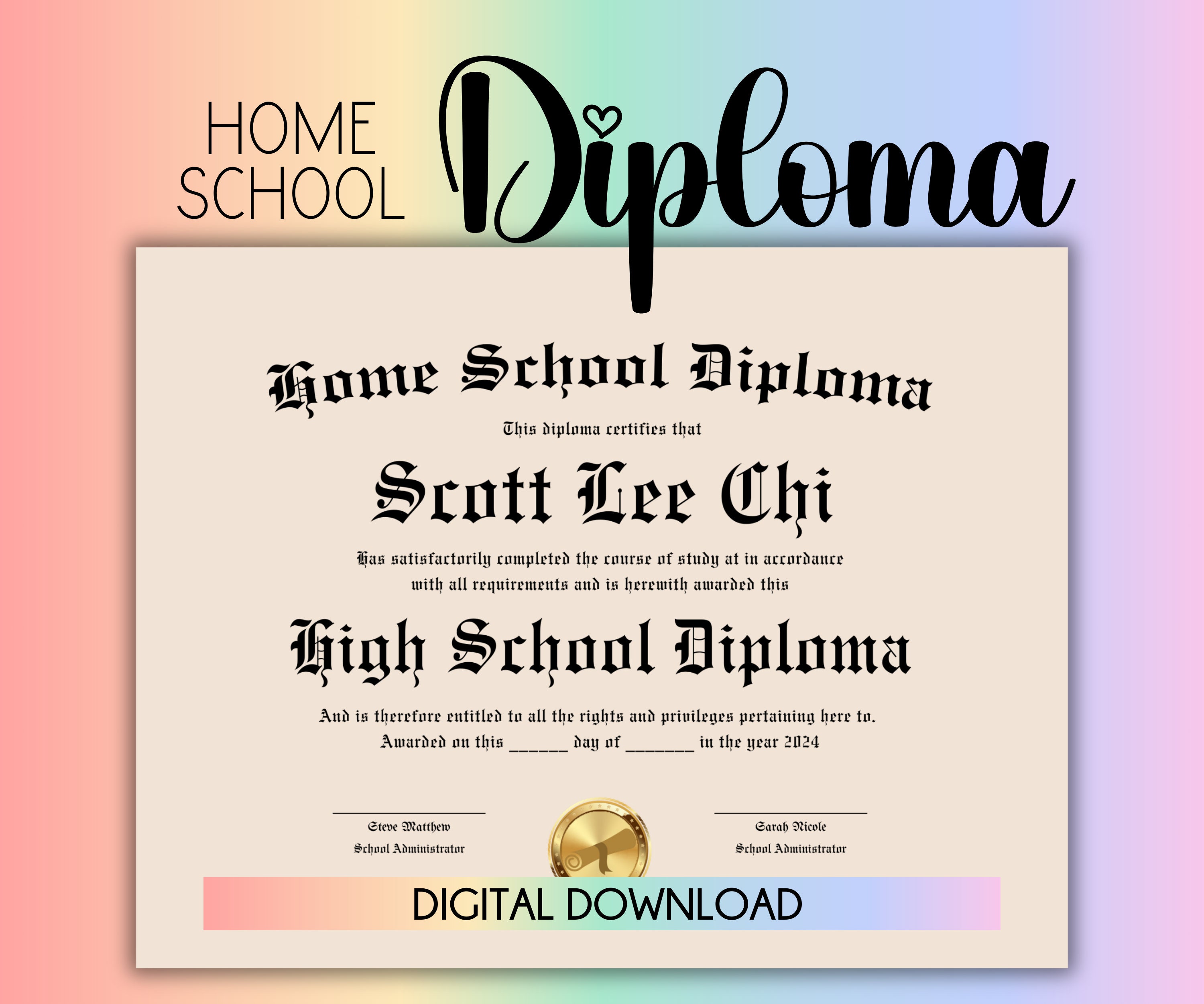 Home School Diploma Template Download - Il Fullxfull.5964320836 Bl5h 