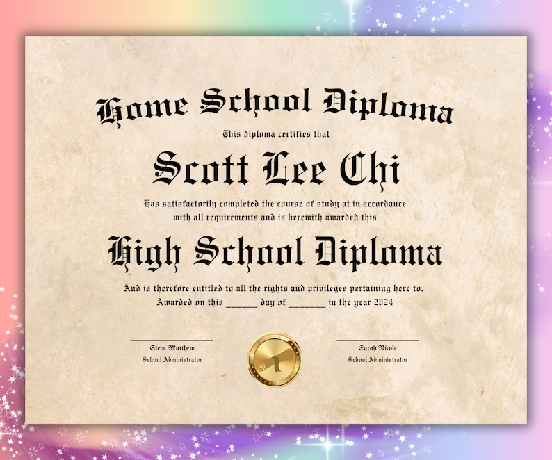Home School Diploma Template Download Highschool Diploma High School Diploma Template PDF Homeschool Diploma Template With Gold Seal image 10