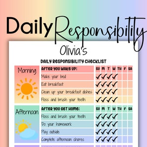Kids Daily Schedule Kids School Schedule Kid Schedule Chore Chart for Kids Chore Chart Printable Kid Checklist Template Checklist for Kids