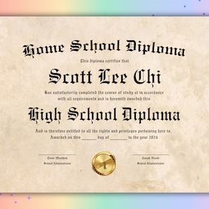 Home School Diploma Template Download Highschool Diploma High School Diploma Template PDF Homeschool Diploma Template With Gold Seal image 6