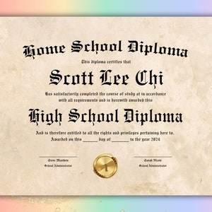 Home School Diploma Template Download Highschool Diploma High School Diploma Template PDF Homeschool Diploma Template With Gold Seal image 7