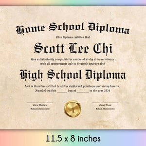 Home School Diploma Template Download Highschool Diploma High School Diploma Template PDF Homeschool Diploma Template With Gold Seal image 3
