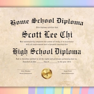 Home School Diploma Template Download Highschool Diploma High School Diploma Template PDF Homeschool Diploma Template With Gold Seal image 8
