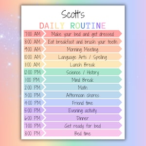 Kids Daily Schedule Template Printable Homeschool Daily Routine Kids ...