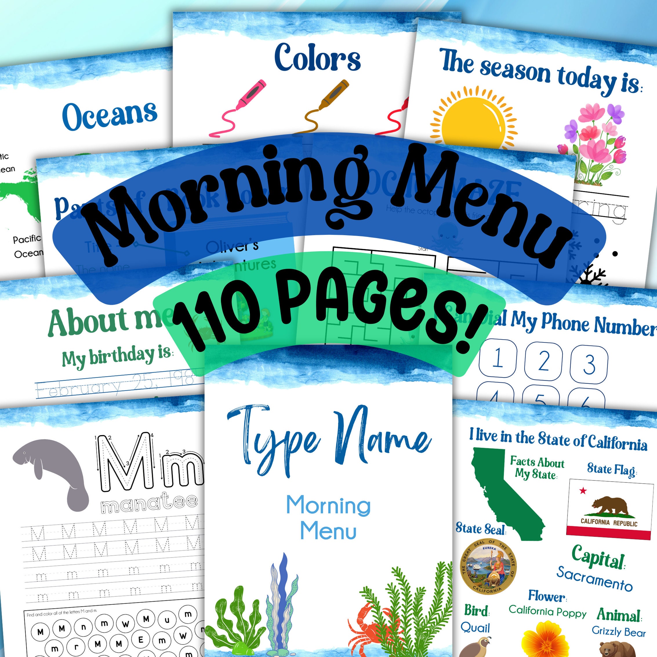 Morning Menu Simple Pastel Edition preschool Kindergarten, Toddler Morning  Menu, Morning Baskets, Homeschool Binder Inserts 