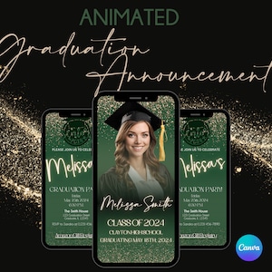 Graduation Announcement Grad Evite Animated Invite Grad Party Evite With Photo Electronic Grad Invite Digital Graduation Invitation Template