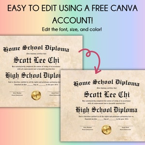 Home School Diploma Template Download Highschool Diploma High School Diploma Template PDF Homeschool Diploma Template With Gold Seal image 2