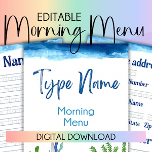 Morning Menu Morning Menu Homeschool Planner Homeschool Printables Homeschool Activities for Kids Handwriting Worksheets Tracing Worksheets