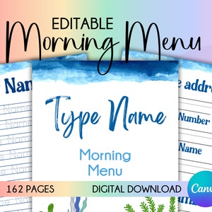 Morning Menu Morning Menu Homeschool Planner Homeschool Printables Homeschool Activities for Kids Handwriting Worksheets Tracing Worksheets