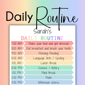 Kids Daily Schedule Template Printable Homeschool Daily Routine Kids Daily Routine Personalized Daily Routine Canva Template Homeschool Mom