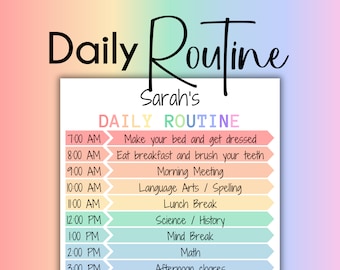 Kids Daily Schedule Template Printable Homeschool Daily Routine Kids Daily Routine Personalized Daily Routine Canva Template Homeschool Mom