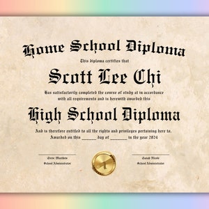 Home School Diploma Template Download Highschool Diploma High School Diploma Template PDF Homeschool Diploma Template With Gold Seal image 5