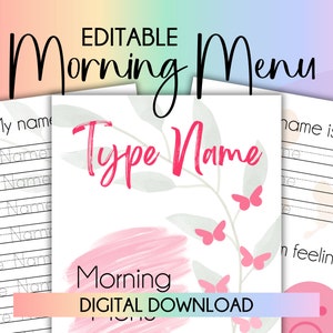 Feuilles d'exercices imprimables pour l'école à la maison pour préscolaire Menu du matin pour l'école maternelle Alphabet du menu pour l'école à la maison Ressources à imprimer pour l'école à la maison à imprimer pour la maternelle
