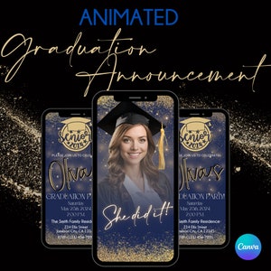 Graduation Video Announcement Grad Party Graduation Announcement Mobile Grad Announcement Video Graduation Announcement Blue Grad Invite