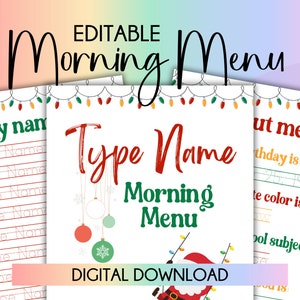 Feuilles d'exercices imprimables pour l'école à la maison pour préscolaire Menu du matin pour l'école maternelle Alphabet du menu pour l'école à la maison Ressources à imprimer pour l'école à la maison à imprimer pour la maternelle