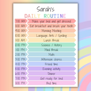 Kids Daily Schedule Template Printable Homeschool Daily Routine Kids Daily Routine Personalized Daily Routine Canva Template Homeschool Mom