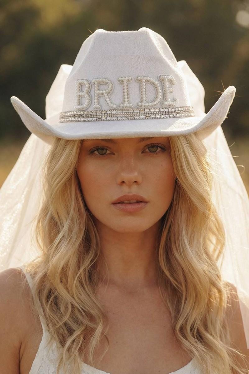 Bride Cowboy Hat with Veil